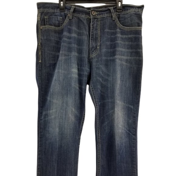 TK Axel Treadwell Relaxed Straight Leg Men's  Blue Denim Jeans  Sz 38 x 32 - Picture 4 of 9